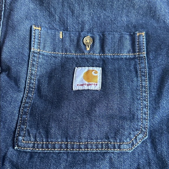 NWT Carhartt Men’s Relaxed Dit Denim Fleece Lined Snap-Front Shirt Jacket XL - Picture 8 of 17